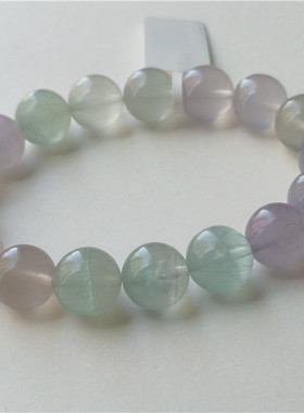 夏日天然彩萤石女手串清新紫绿