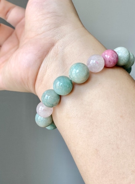 勇气大爆发！老矿莫桑天河石手串有美人痣但依旧很美很自信