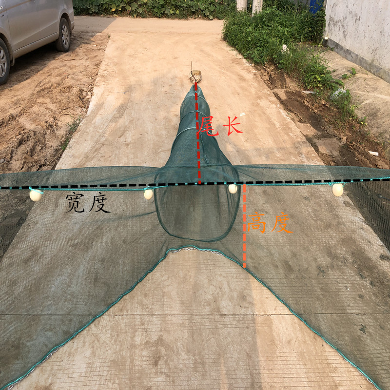 渔网鱼网拉网八字网拖网栏鱼捕鱼笼虾笼折叠网河道网笼拦网虎口网-图2