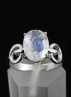 纯银月光石玻璃体彩宝戒指包邮