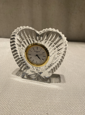 可拍 沃特福德心形水晶桌面小钟表
