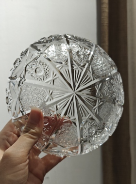 波西米亚手工切割水晶烟灰缸大号