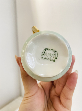 新品法国利摩日手绘玫瑰花咖啡杯