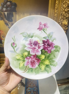 福利手绘玫瑰花赏盘