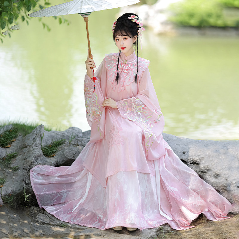 新款原创夏款簪花汉服女明制粉色云肩重工刺绣立领斜襟马面裙套装,淘宝优惠券,粉丝福利购,淘宝优惠卷