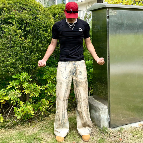 破冰正品修身弹力运动t恤短袖男鲨鱼纹提花瑜伽健身服紧身速干衣 - 图2