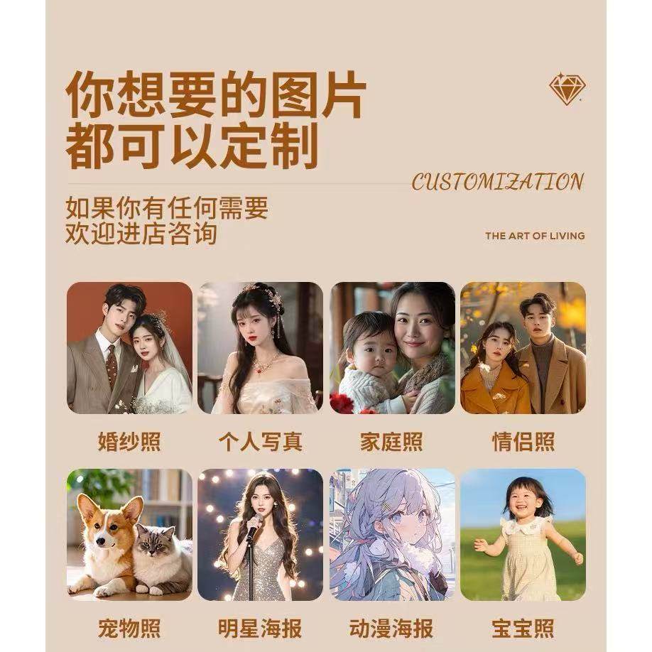 钻石画满钻5d真人照片定制手工diy2025新爆款点水钻十字绣砖石画,淘宝优惠券,粉丝福利购,淘宝优惠卷