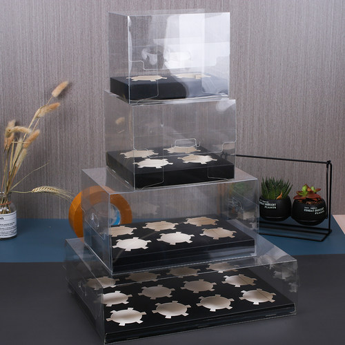 透明马芬盒玛芬cupcake被子纸杯蛋糕盒2 4 6 12格/粒蛋糕卷包装 - 图0