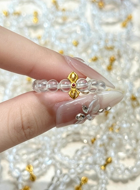 HASES S925银镀18K金蝴蝶结水晶戒指女净思绪清磁场精致显白指环