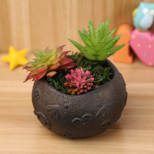 宫崎骏千与千寻龙猫油桶幽灵公主树脂花盆桌面装饰花盆含托盘 - 图1