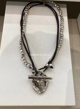 西班牙小众潮牌爱心ins牛皮项链