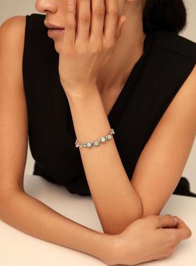 西班牙小众潮牌UNOde50 春夏绿色水晶手链手工时尚百搭轻奢做旧