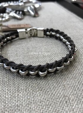 国/现 西班牙小众品牌UNOde50牛皮银管手链男女同款手工做旧轻奢