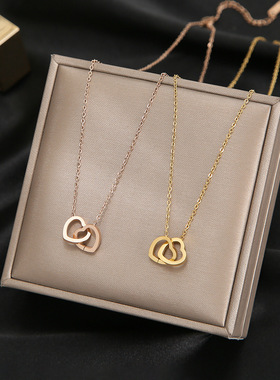 韩版18k玫瑰金ins锁骨链钛钢