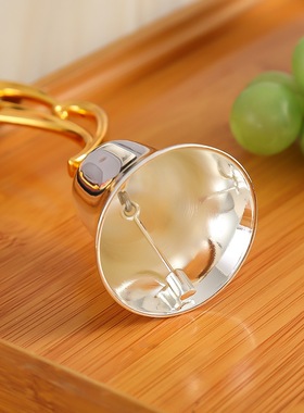 创意银色手摇铃铃铛响声酒吧餐厅传菜摇铃锌合金金色手柄摇铃摆件