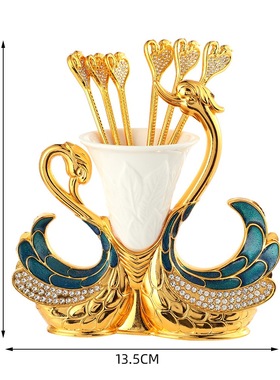 欧式轻奢天鹅叉子套装装饰摆件