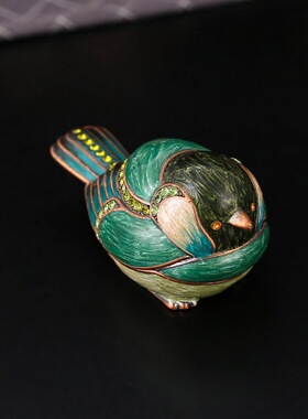 创意彩绘金属小鸟首饰盒摆件