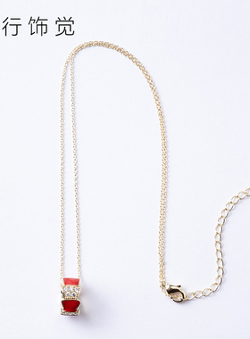 圆环滴釉镶钻短款日韩风百搭项链