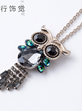 镶钻复古色长款日韩风耳饰品项链