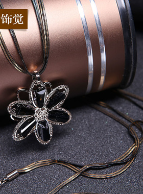 立体花朵水晶锆石高档多层长项链