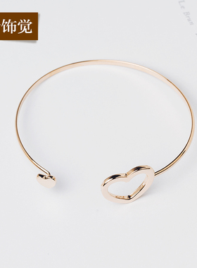 流行饰觉双爱心简约女开口手环