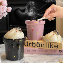 Creative Sweet Cylinder Smoke Cylinders Home Personality Trends With Cover Fly Ash Trays High Face Value Living Room Tea Table Ceramic Ashtrays