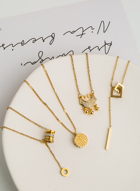 跨境不掉色钛钢项链女款轻奢小众设计简约高级感锁骨链配饰品