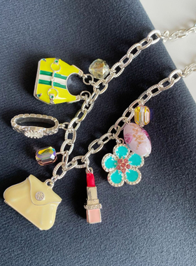 中古vintage彩色滴釉小众设计感口红包包项链C27现货