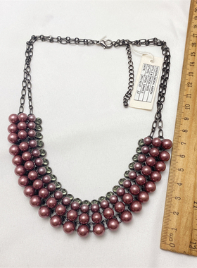 项链复古夸张合金镶嵌现货复古港风新款潮个性镀真金宝石ce770