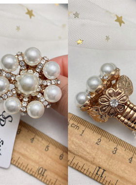 合金树脂弹力戒指流行新款珍珠