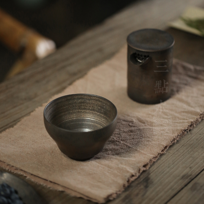 大号手工薄胎铁锈釉茶杯斗笠杯陶瓷中式品茗茶杯茶盏个人杯主人杯