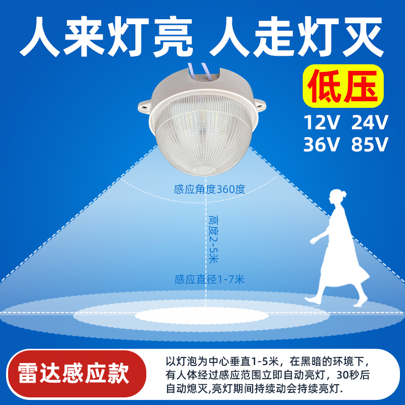低压声光控LED太阳能电瓶感应灯过道走廊楼道灯12v24v36v节能灯泡 - 图1