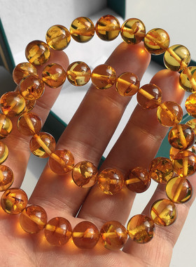 正品天然花珀手串生日礼物