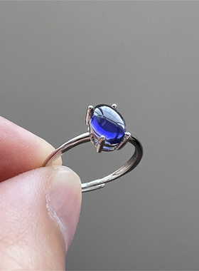 捡漏碧玺星光蓝宝石欧泊戒指