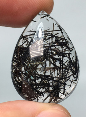 巴西黑发晶平安无事牌吊坠挂件