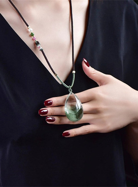 捡漏天然绿幽灵吊坠彩幽灵项坠