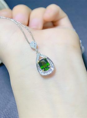 女款S925银天然透辉石吊坠气质款
