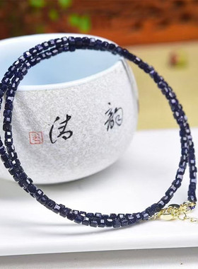 蓝砂石锁骨链女百搭礼物极细款