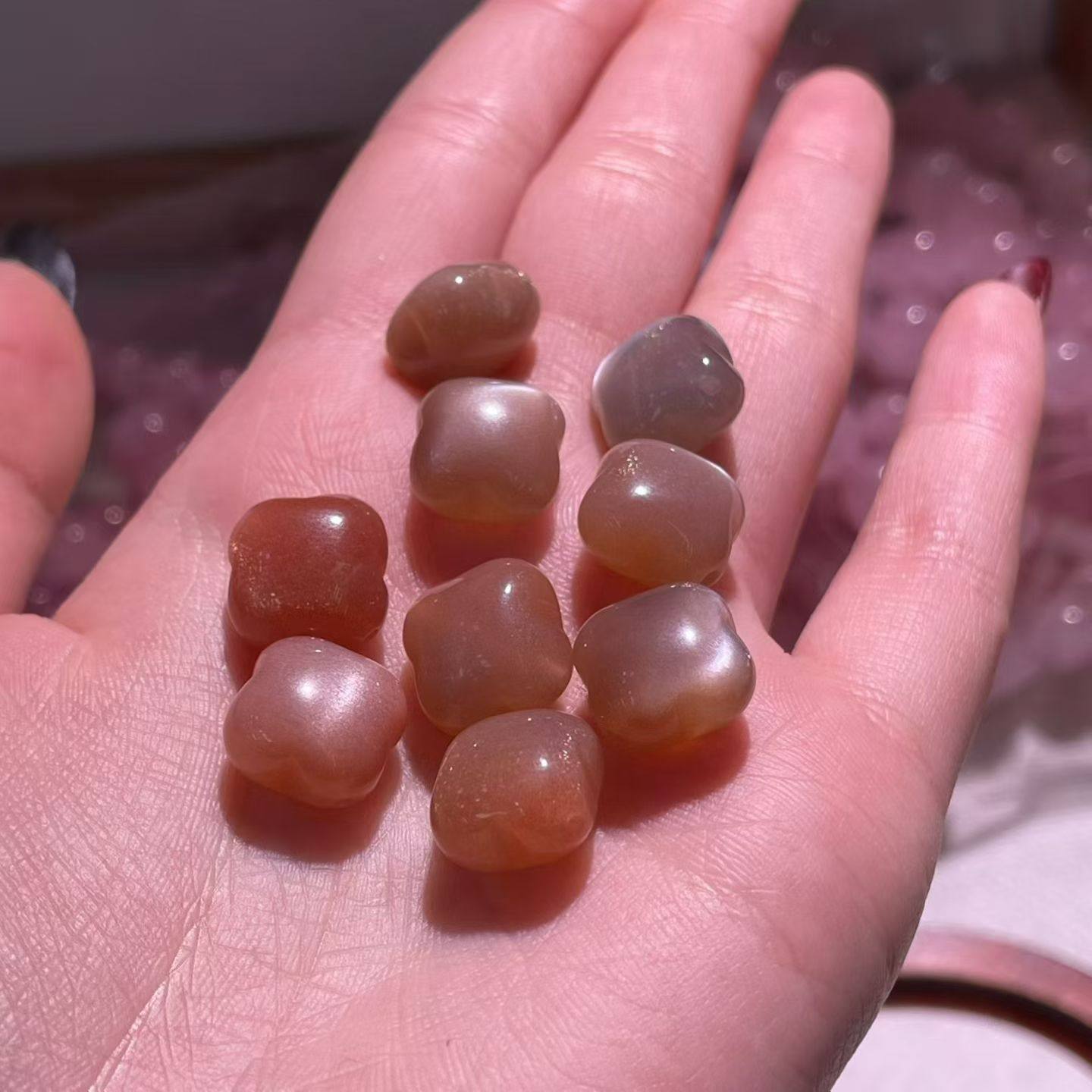 天然月光石四叶草配件DIY配珠手链吊坠两用款橙月光水晶饰品礼物,淘宝优惠券,粉丝福利购,淘宝优惠卷