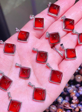 女款石榴石925银锁骨链