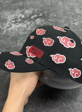 Joker严选Naruto Shippuden 黑色红云花色硬顶弯沿棒球帽