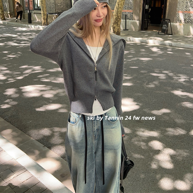 ski byTannin赤兔蓝调时刻撞色抽绳牛仔裤女新高腰休闲直筒阔腿裤,淘宝优惠券,粉丝福利购,淘宝优惠卷