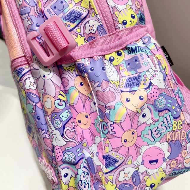 Australian Smiggle school bag 136 grade pink flower backpack multi-functional storage student large capacity backpack