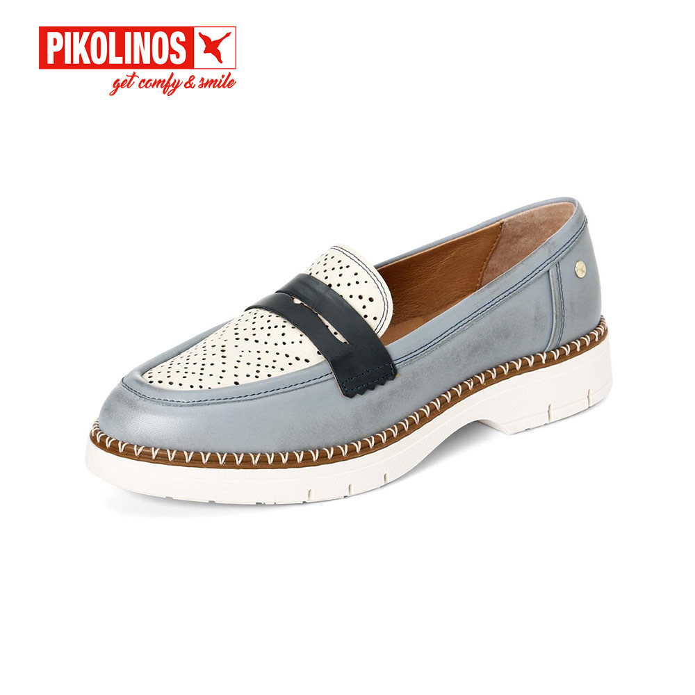 Pikolinos派高雁春季牛皮中口镂空套脚粗跟休闲乐福鞋PS245401,淘宝优惠券,粉丝福利购,淘宝优惠卷