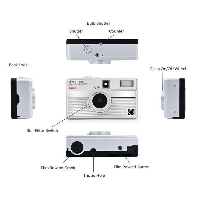 柯达KODAK EKTAR H35N半格胶卷胶片相机复古非一次性傻瓜生日礼物 - 图3