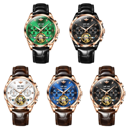 瑞士认证正品牌手表男士全自动机械表名式款镂空陀飞轮真皮带十大