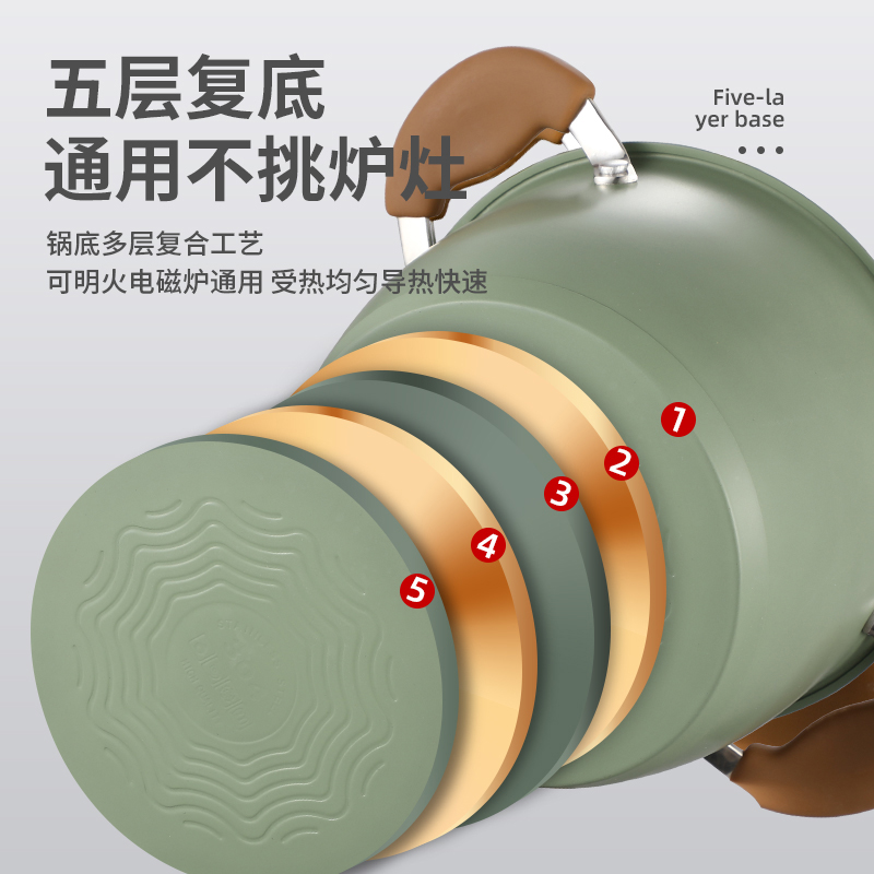 莫克兰德汤锅304不锈钢带蒸格防烫蒸煮锅复底加厚无涂层汤蒸锅