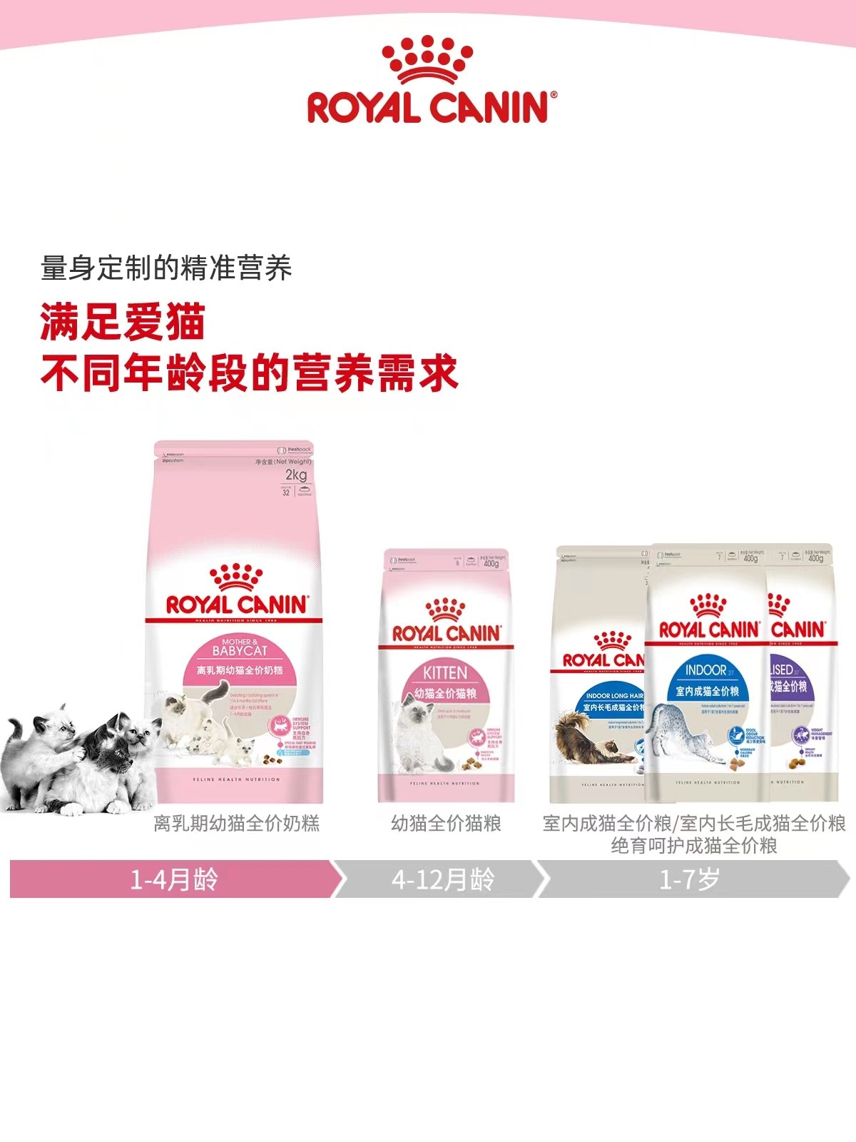 皇家BK34猫奶糕 1-4月龄幼猫怀孕母猫哺乳离乳期全价奶糕2kg 现货 - 图1