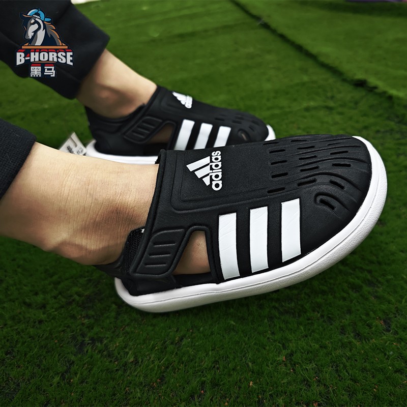 Adidas阿迪达斯童鞋2024夏季新款魔术贴包头休闲运动凉鞋GW0391 - 图0