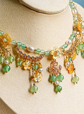 墨涧花原创设计绿玛瑙项链